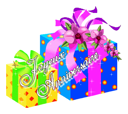 Gif animé joyeux anniversaire cadeaux
